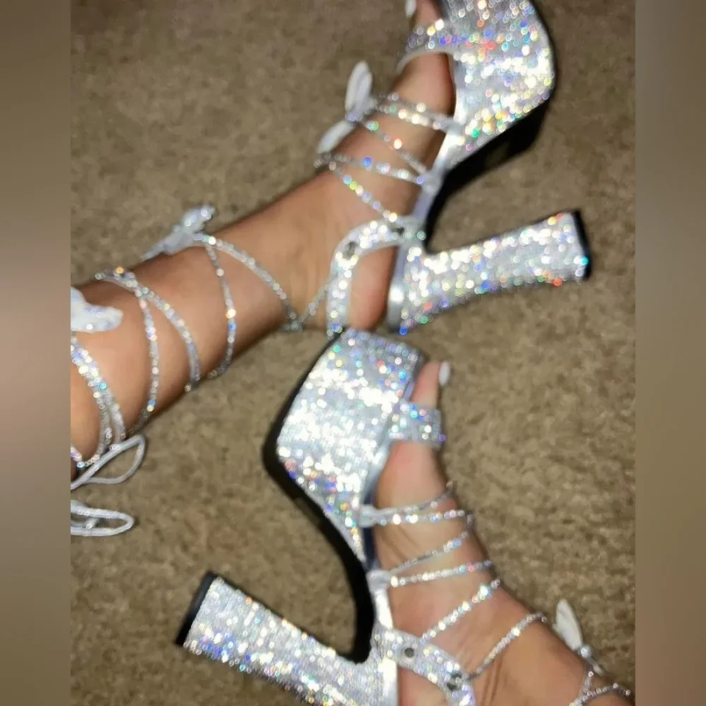 NWOB Dolls Kill Poster Girl Blindin' Pixie Queen Lace Up Heels Butterfly 8! - Picture 3 of 16